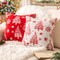 Red Christmas Tree Throw Pillow Covers 20X20 Inch, Set of 2 White Jacquard Faux Fur Pillow Covers Soft Decorative Farmhouse Cushion Cover for Couch Sofa Bed Holiday Winter Home Decor